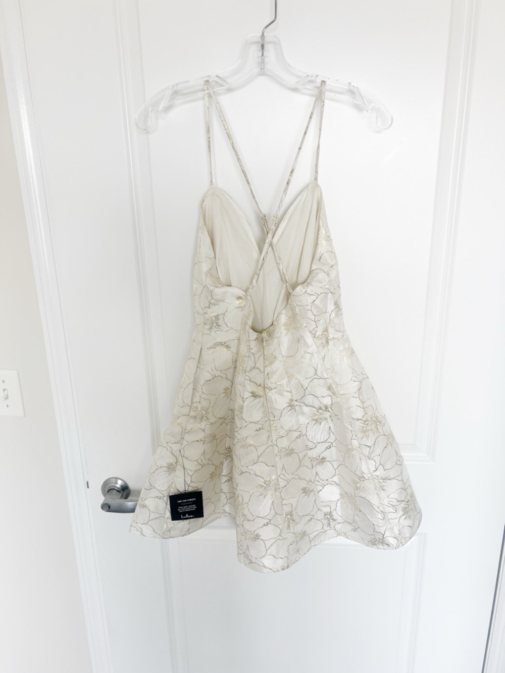 NWT Small Lulus Metallic Floral Skater Dress - Picture 4 of 5